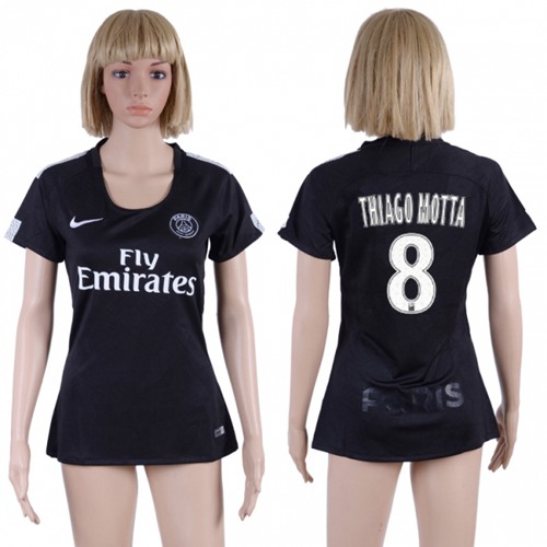 Women's Paris Saint-Germain #8 Thiago Motta Sec Away Soccer Club Jersey